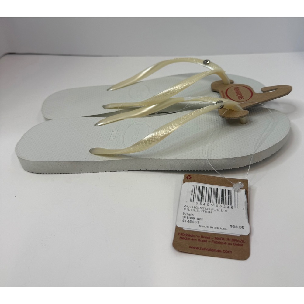 Havaianas Slim Flip Flop Sandals White 9/10 Women - Picture 3 of 4